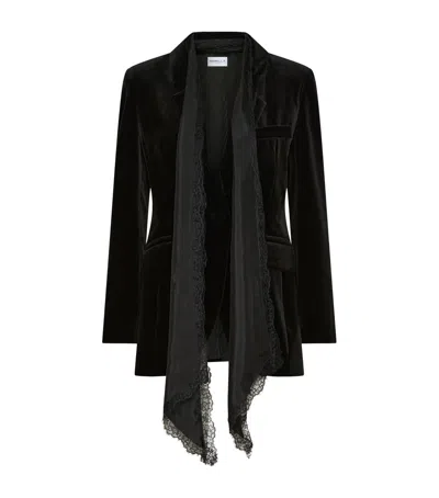 Marella Stretch-velvet Silk-scarf Blazer In Black