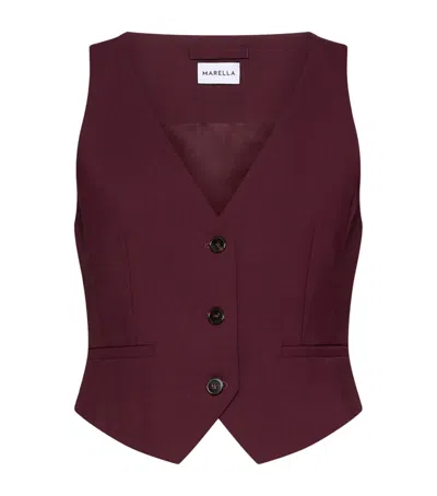 Marella Stretch-virgin Wool Waistcoat In Burgundy