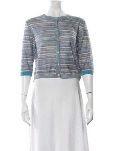 Pre-owned Marella Striped Crew Neck Sweater W/ Tags In White