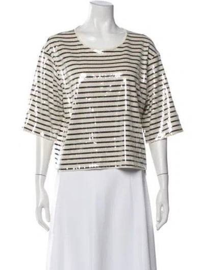 Pre-owned Marella Striped Crew Neck Top In Neutral