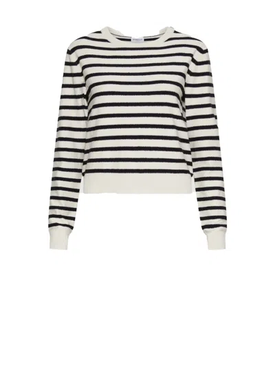 Marella Striped Crewneck Sweater In White