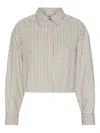 Marella Striped Cropped Shirt In Neutral