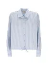 Marella Striped Drawstring Shirt In Blue