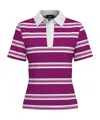 Marella Striped Jersey Polo Shirt In Purple