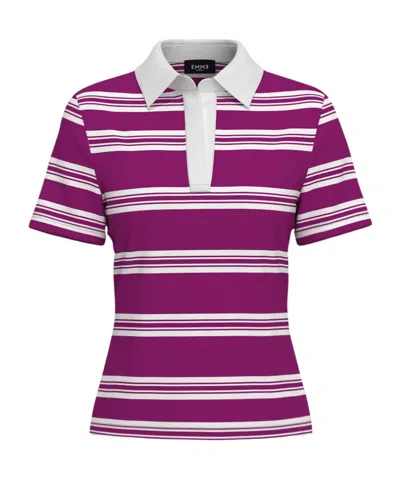 Marella Striped Jersey Polo Shirt In Purple