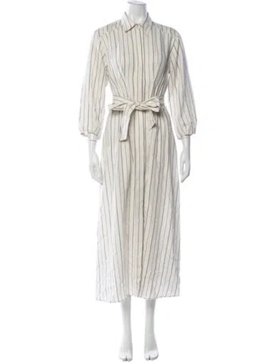 Pre-owned Marella Striped Long Dress In Neutrals