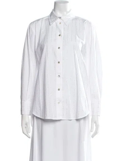 Pre-owned Marella Striped Long Sleeve Blouse In White