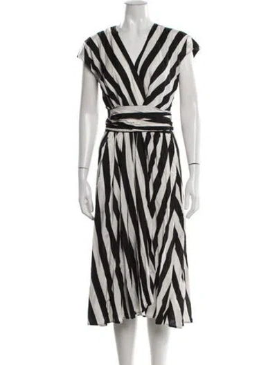 Pre-owned Marella Striped Midi Length Dress In White