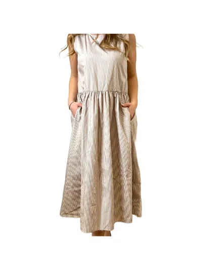 Marella Striped Sleeveless Midi Dress In Neutral
