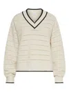 Marella Striped V-neck Sweater In Neutral