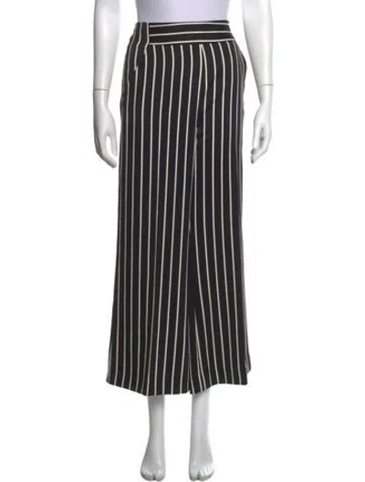 Pre-owned Marella Striped Wide Leg Pants In Black