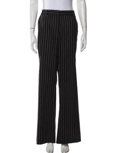 Pre-owned Marella Striped Wide Leg Pants In Black