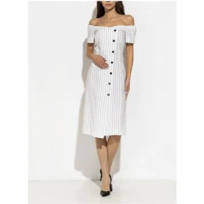 Marella Stripped Linen Dress In White