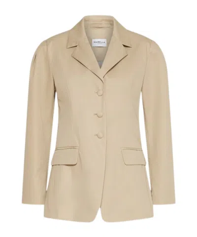 Marella Structured Gabardine Blazer - Sand In Brown
