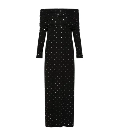Marella Studded Off The Shoulder Midi Dress In Animal Print