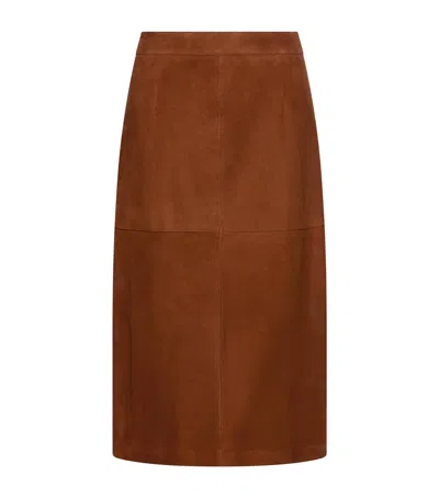 Marella Suede Panelled Skirt In Brown