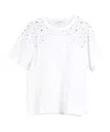 Marella Feluca Cotton Tee With Crystals In Optical White