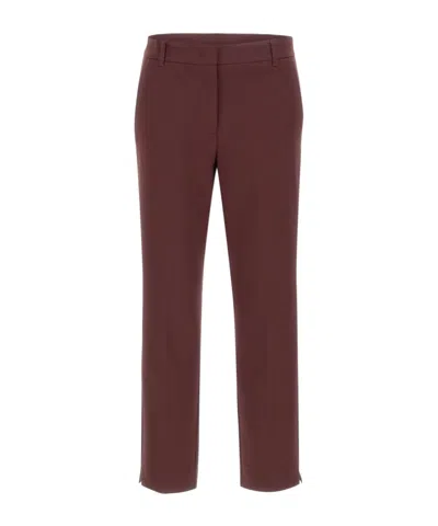 Marella Tailored Side-slit Pants In Brown
