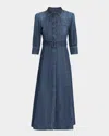 Marella Tartufo Belted Cotton Denim Midi Shirtdress In Blue Jeans