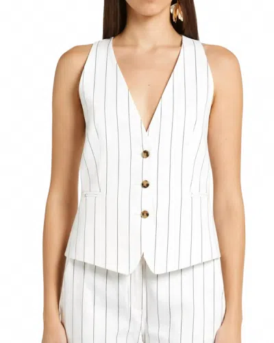 Marella Teso Sleeveless Blazer In White Stripe In Multi