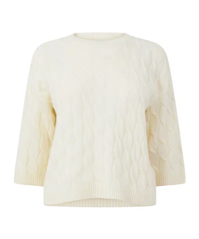 Marella Three-quarter Sleeve Crew-neck Knit Top In Neutral