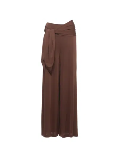 Marella Tie-waist Palazzo Pants In Brown