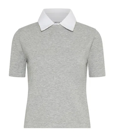 Marella T-shirt With A Removable Collar And Crystal Detail - Grey In Orange