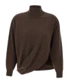 Marella Turtleneck Twisted-detail Sweater In Brown