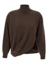 Marella Turtleneck Twisted-detail Sweater In Brown