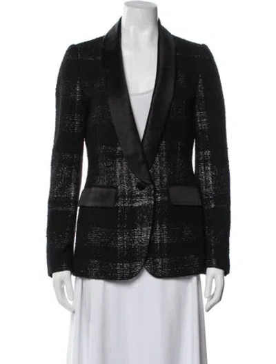 Pre-owned Marella Tweed Pattern Blazer In Black