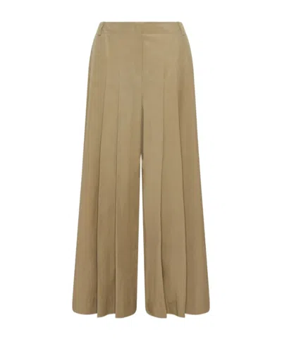 Marella Twill Wide-leg Trousers In Brown