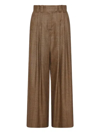 MARELLA ULTRA PLEATED CHECKED TROUSERS