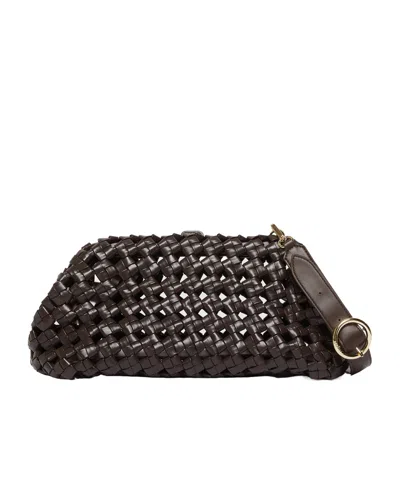 Marella Unstructured Clutch In Dark Brown