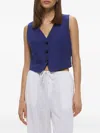 Marella V-neck Buttoned Linen Waistcoat In Blue