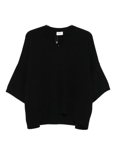 Marella V-neck Three-quarter Sleeve Sweater In Black