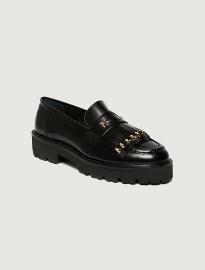 Marella Black Leather Valzer Loafers