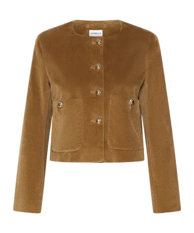 Marella Velvet Boxy Jacket - Olive In Brown