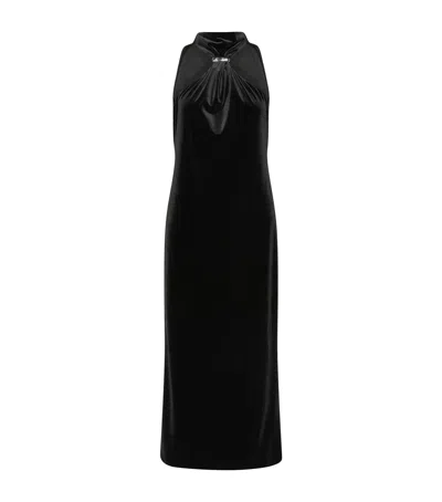 Marella Velvet Halterneck Midi Dress In Black