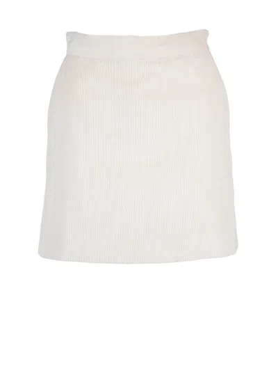 Marella Velvet Mini Skirt With Textured Ribbing And Side Pockets In White