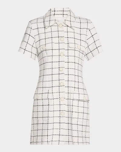 Marella Vidim Grid-print Tweed Mini Shirtdress In White