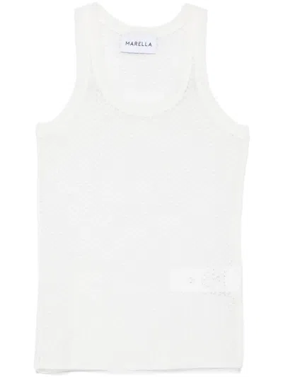 Marella White Villar Tank Top In Toni Neutri