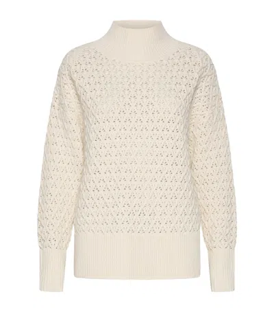 Marella Virgin Wool Open Knit Sweater In Neutral