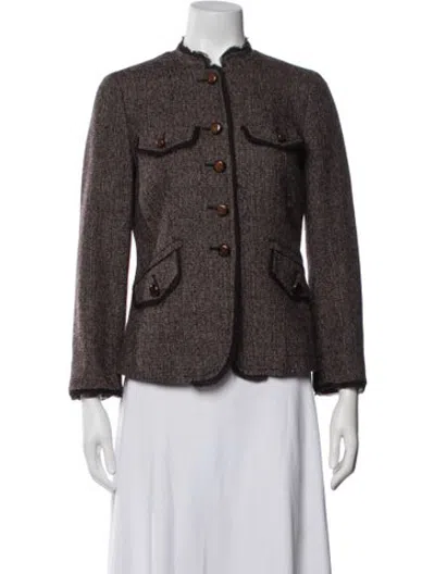 Pre-owned Marella Virgin Wool Tweed Pattern Jacket In Brown
