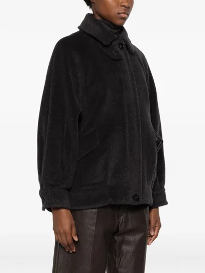 Marella Virgin-wool Button-up Coat In Black