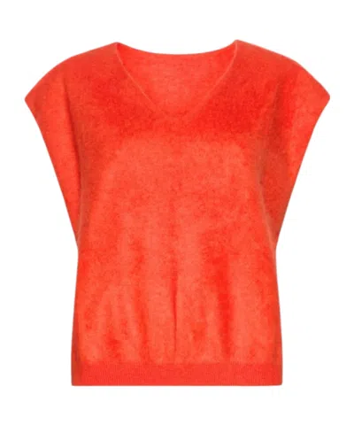 Marella V-neck Drop-shoulder Knit Top In Orange