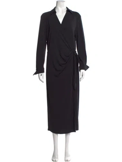 Pre-owned Marella V-neck Long Dress In Black