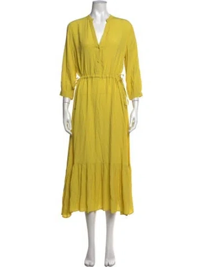 Pre-owned Marella V-neck Long Dress In Yellow