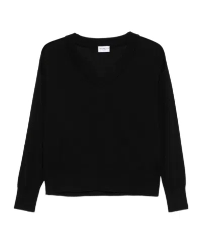 Marella V-neck Long-sleeve Knit Top In Black