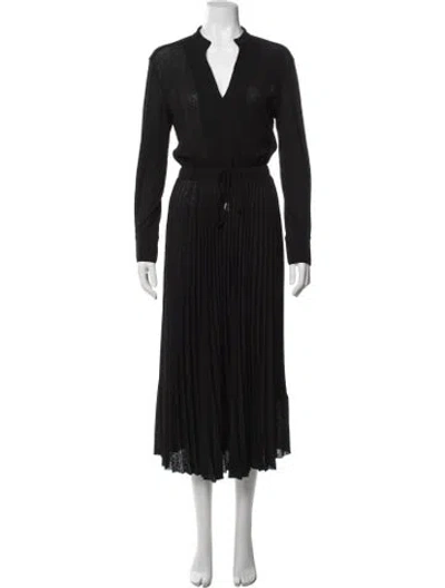 Pre-owned Marella V-neck Midi Length Dress In Black