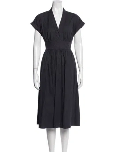 Pre-owned Marella V-neck Midi Length Dress In Blue